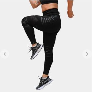 Stoko Support Tights Leggings Women M Black Nylon Lycra Compression Training